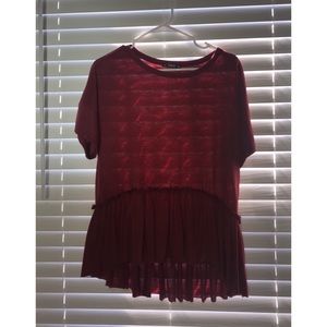 Burgundy ruffled shirt